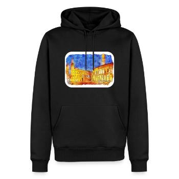 Bologne Italie Aquarelle Esquisse Dessinée Illustration - Sweat à capuche Premium bio Homme - noir - Devant - Nico (187cm)