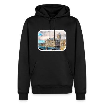 Uk Landmark Watercolor Sketch Painting Illustratio - Men’s Premium Organic Hoodie - black - Front - Nico (187cm)