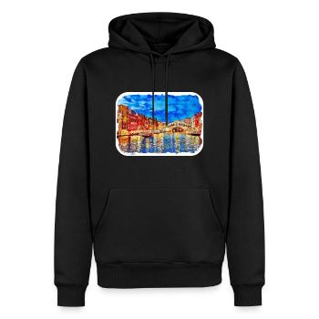 Florence Italie Aquarelle Esquisse Peinture Dessinée - Sweat à capuche Premium bio Homme - noir - Devant - Nico (187cm)