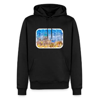 Berlin Allemagne Aquarelle Esquisse Dessinée Peinture - Sweat à capuche Premium bio Homme - noir - Devant - Nico (187cm)