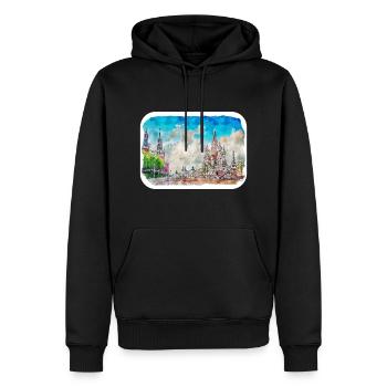 Moscou Russie Aquarelle Esquisse Dessinée Peinture - Sweat à capuche Premium bio Homme - noir - Devant - Nico (187cm)