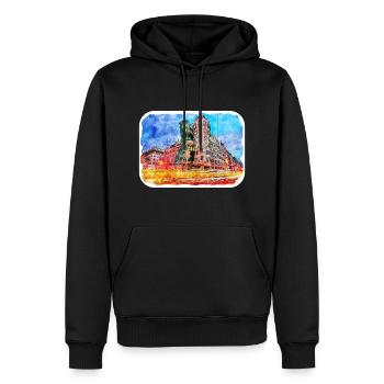 Prag Tschechien Aquarell Skizze Zeichnung - Männer Premium Bio Hoodie - Schwarz - Vorne - Nico (187cm)