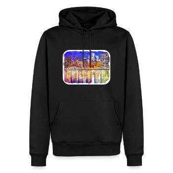 USA Aquarellskizze Handgezeichnete Illustration - Männer Premium Bio Hoodie - Schwarz - Vorne - Nico (187cm)