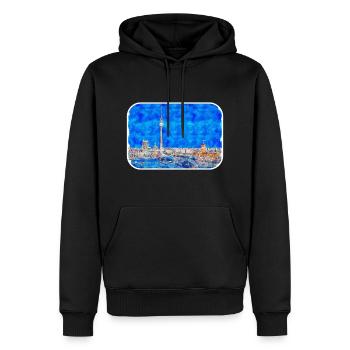 Berlin Allemagne Aquarelle Esquisse Dessinée Peinture - Sweat à capuche Premium bio Homme - noir - Devant - Nico (187cm)