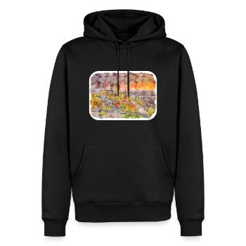 Quebec Kanada Aquarell Skizze gezeichnete Illustration - Männer Premium Bio Hoodie - Schwarz - Vorne - Nico (187cm)