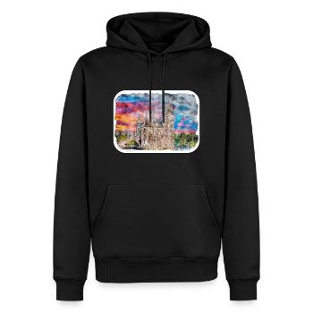 Edinburgh Schottland UK Aquarell Skizze gezeichnet Schmerz - Männer Premium Bio Hoodie - Schwarz - Vorne - Nico (187cm)