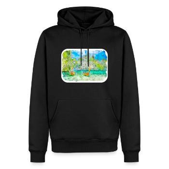 Thaïlande Aquarelle Esquisse Dessinée à la Main Illustration - Sweat à capuche Premium bio Homme - noir - Devant - Nico (187cm)