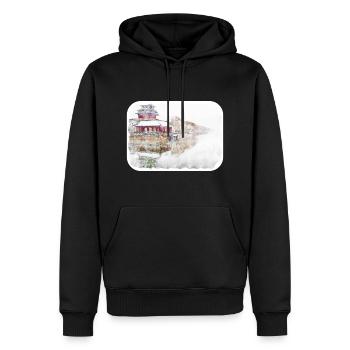 Beijing Landmark Aquarelle Esquisse Dessin de peinture - Sweat à capuche Premium bio Homme - noir - Devant - Nico (187cm)