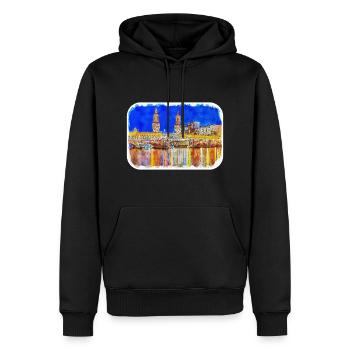Berlin Allemagne Aquarelle Esquisse Dessinée Peinture - Sweat à capuche Premium bio Homme - noir - Devant - Nico (187cm)