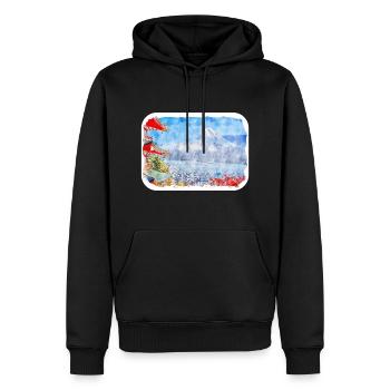 Japan Aquarellskizze Handgezeichnete Illustration - Männer Premium Bio Hoodie - Schwarz - Vorne - Nico (187cm)