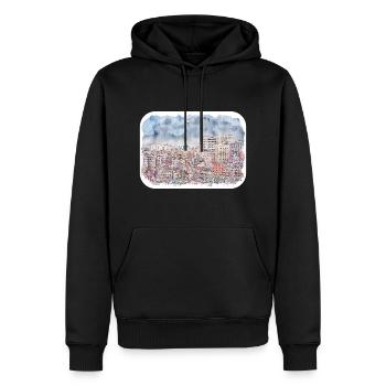 Dhaka Bangladesh Aquarelle Esquisse Dessinée Illustrat - Sweat à capuche Premium bio Homme - noir - Devant - Nico (187cm)