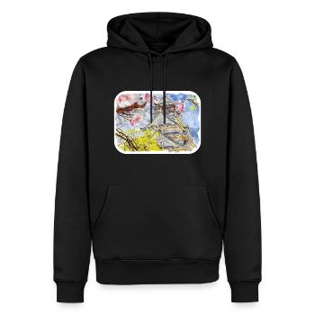Japan Aquarellskizze Handgezeichnete Illustration - Männer Premium Bio Hoodie - Schwarz - Vorne - Nico (187cm)