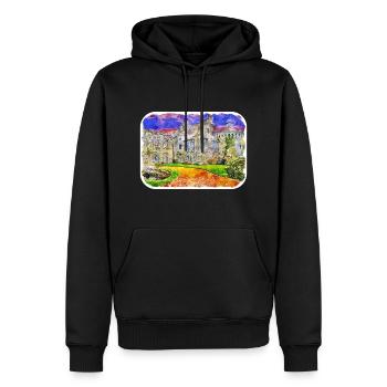 England UK Watercolor Sketch Drawn Illustration - Men’s Premium Organic Hoodie - black - Front - Nico (187cm)