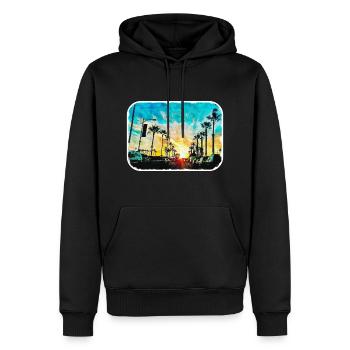 Illustration de croquis à l’aquarelle de Californie usa - Sweat à capuche Premium bio Homme - noir - Devant - Nico (187cm)