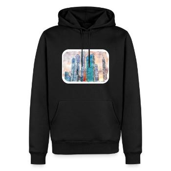 Moscou Russie Aquarelle Sketch Illustration - Sweat à capuche Premium bio Homme - noir - Devant - Nico (187cm)