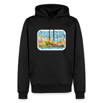 Cartagena Kolumbien Aquarell Skizze Gezeichnet Illustr - Männer Premium Bio Hoodie - Schwarz - Vorne - Nico (187cm)