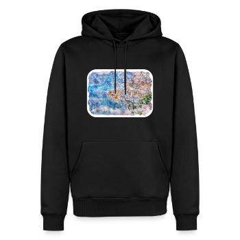 Autriche Aquarelle Esquisse Dessinée à la main Illustration - Sweat à capuche Premium bio Homme - noir - Devant - Nico (187cm)