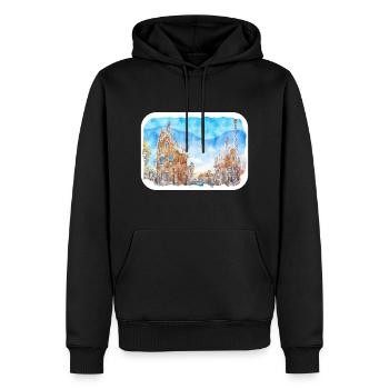 Barcelona Spanien Aquarell Skizze gezeichnet Illustrati - Männer Premium Bio Hoodie - Schwarz - Vorne - Nico (187cm)