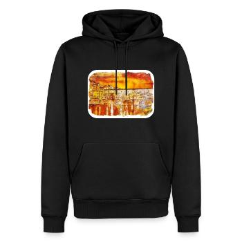 Florence Italie Aquarelle Esquisse Peinture Dessinée - Sweat à capuche Premium bio Homme - noir - Devant - Nico (187cm)