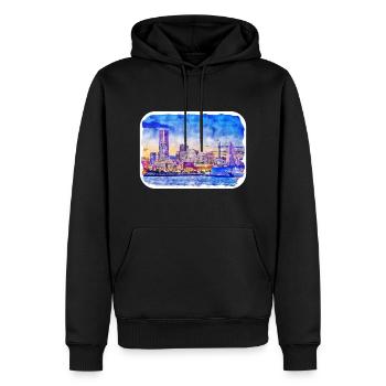 Japan Aquarellskizze Handgezeichnete Illustration - Männer Premium Bio Hoodie - Schwarz - Vorne - Nico (187cm)