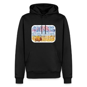 USA Aquarellskizze Handgezeichnete Illustration - Männer Premium Bio Hoodie - Schwarz - Vorne - Nico (187cm)