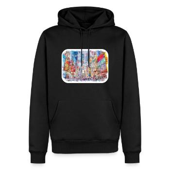 New York USA Aquarell Skizze Malerei Zeichnung - Männer Premium Bio Hoodie - Schwarz - Vorne - Nico (187cm)