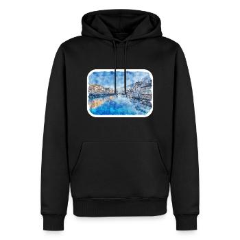 Zürich Schweiz Aquarell Skizze Illustration - Männer Premium Bio Hoodie - Schwarz - Vorne - Nico (187cm)