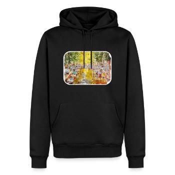 Amsterdam Niederlande Aquarellskizze Zeichnung - Männer Premium Bio Hoodie - Schwarz - Vorne - Nico (187cm)