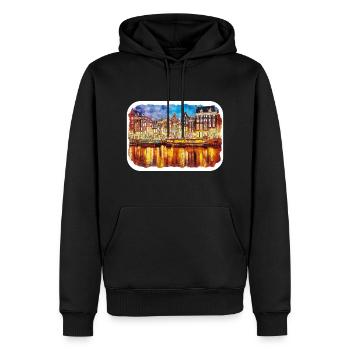 Niederlande Aquarell Skizze gezeichnete Illustration - Männer Premium Bio Hoodie - Schwarz - Vorne - Nico (187cm)
