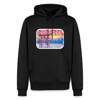 Japan Aquarellskizze Handgezeichnete Illustration - Männer Premium Bio Hoodie - Schwarz - Vorne - Nico (187cm)