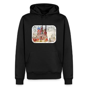 Moscou Russie Aquarelle Esquisse Dessin Dessiné - Sweat à capuche Premium bio Homme - noir - Devant - Nico (187cm)