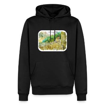 England UK Aquarell Skizze Malerei Illustration - Männer Premium Bio Hoodie - Schwarz - Vorne - Nico (187cm)