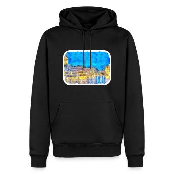 Zürich Schweiz Aquarell Skizze Illustration - Männer Premium Bio Hoodie - Schwarz - Vorne - Nico (187cm)