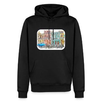 Habana Kuba Aquarell Skizze Gezeichnete Illustration - Männer Premium Bio Hoodie - Schwarz - Vorne - Nico (187cm)
