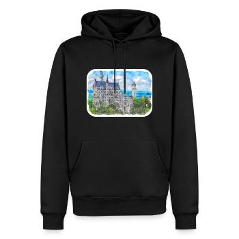 Allemagne Aquarelle Esquisse Dessinée à la main Illustration - Sweat à capuche Premium bio Homme - noir - Devant - Nico (187cm)