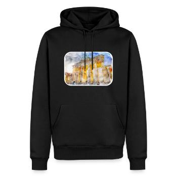Berlin Allemagne Aquarelle Esquisse Dessinée Peinture - Sweat à capuche Premium bio Homme - noir - Devant - Nico (187cm)
