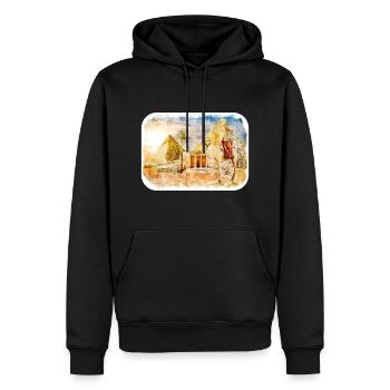 Le Caire Egypte Aquarelle Esquisse Dessinée Illustration - Sweat à capuche Premium bio Homme - noir - Devant - Nico (187cm)