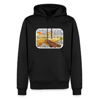 Prag Tschechien Aquarell Skizze Zeichnung - Männer Premium Bio Hoodie - Schwarz - Vorne - Nico (187cm)