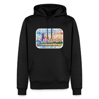 USA Aquarellskizze Handgezeichnete Illustration - Männer Premium Bio Hoodie - Schwarz - Vorne - Nico (187cm)