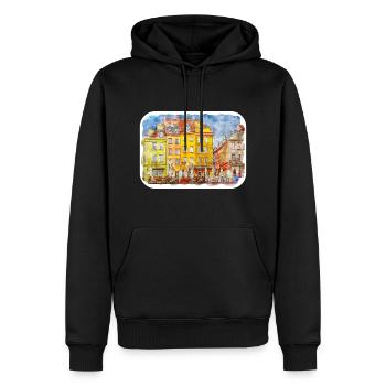 Varsovie Pologne Aquarelle Esquisse Dessin Dessiné - Sweat à capuche Premium bio Homme - noir - Devant - Nico (187cm)