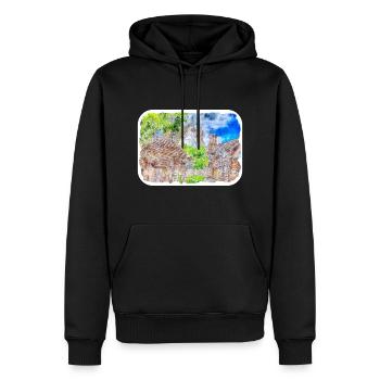 England UK Watercolor Sketch Drawn Illustration - Men’s Premium Organic Hoodie - black - Front - Nico (187cm)