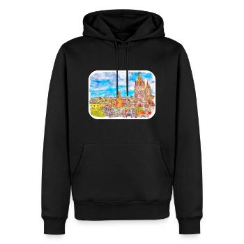 San Miguel De Allende Mexique Aquarelle Esquisse Dra - Sweat à capuche Premium bio Homme - noir - Devant - Nico (187cm)