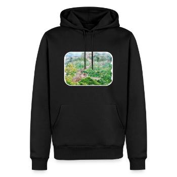 Illustration de l’esquisse à l’aquarelle de Pékin - Sweat à capuche Premium bio Homme - noir - Devant - Nico (187cm)