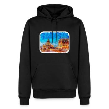 Saint-Pétersbourg Russie Aquarelle Esquisse Dessinée Illus - Sweat à capuche Premium bio Homme - noir - Devant - Nico (187cm)