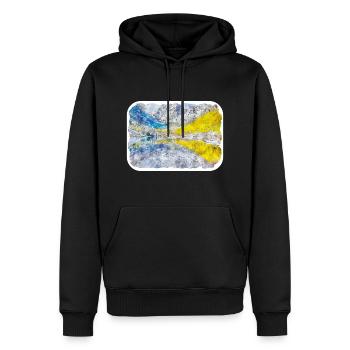 USA Aquarellskizze Handgezeichnete Illustration - Männer Premium Bio Hoodie - Schwarz - Vorne - Nico (187cm)