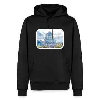 Japan Aquarellskizze Handgezeichnete Illustration - Männer Premium Bio Hoodie - Schwarz - Vorne - Nico (187cm)