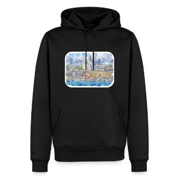 Helsinki Finnland Aquarell Skizze Illustration - Männer Premium Bio Hoodie - Schwarz - Vorne - Nico (187cm)