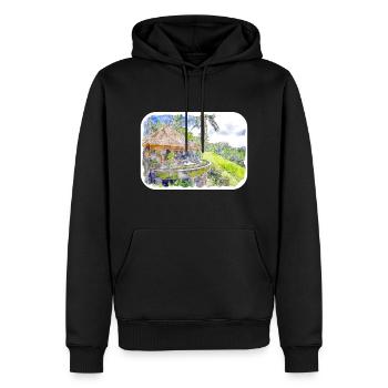 Indonésie Aquarelle Esquisse Dessinée à la Main Peinture - Sweat à capuche Premium bio Homme - noir - Devant - Nico (187cm)