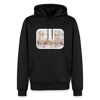 Paris Frankreich Aquarell Skizze Zeichnung Zeichnung - Männer Premium Bio Hoodie - Schwarz - Vorne - Nico (187cm)