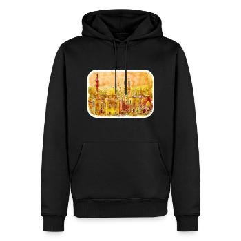 Le Caire Egypte Aquarelle Esquisse Dessinée Illustration - Sweat à capuche Premium bio Homme - noir - Devant - Nico (187cm)